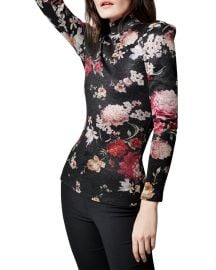 Box Pleated Floral-Print Knit Top at Neiman Marcus